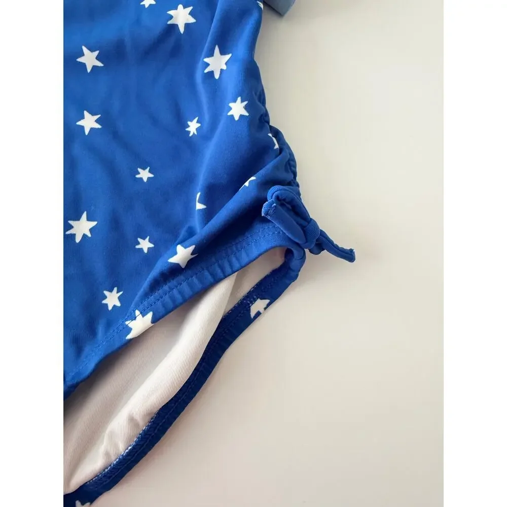 Hanna Andersson Girl's Blue Star Ruffle One Piece Swimsuit Size 5